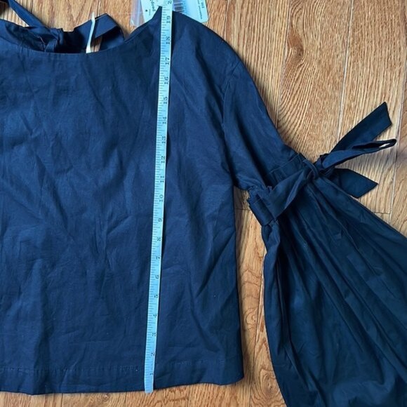 NWT Free People So Obviously Yours Wide Flare Sleeve Top Tie Back Black - Picture 11 of 12